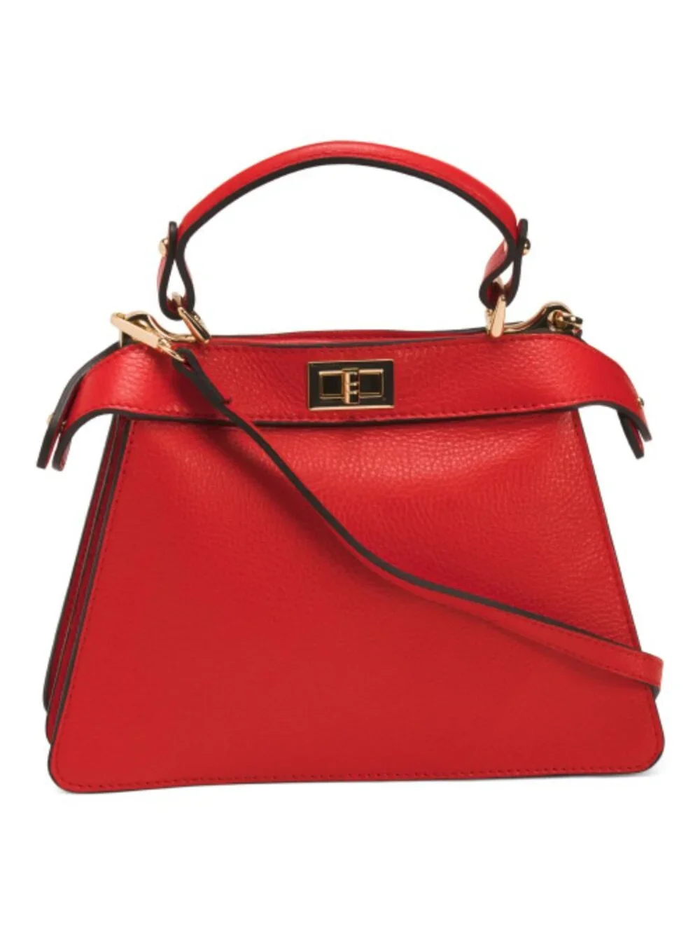 CHEVAL Red Made In Italy Leather 2 Compartment Turn Lock Satchel